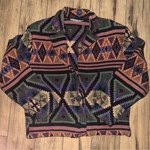 Vintage Carolina Blues Aztec Blanket Jacket Size Medium